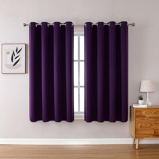 ChrisDowa Grommet Blackout Curtains for Bedroom and Living Room - 2 Panels Set Thermal Insulated Room Darkening Curtains (Royal Purple, 52W x 54L)