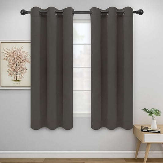 Easy-Going Blackout Curtains for Bedroom, Solid Thermal Insulated Grommet and Noise Reduction Window Drapes, Room Darkening Curtains for Living Room, 2 Panels(42x63 in, Taupe)