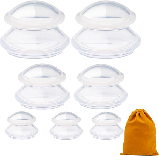7pcs Cupping Therapy Set-Professional Silicone Cupping, Suitable for Facial Body Massage/Deep Myofascial Release/Pain Relief/Muscle Relaxation & More (Clear,7pcs)