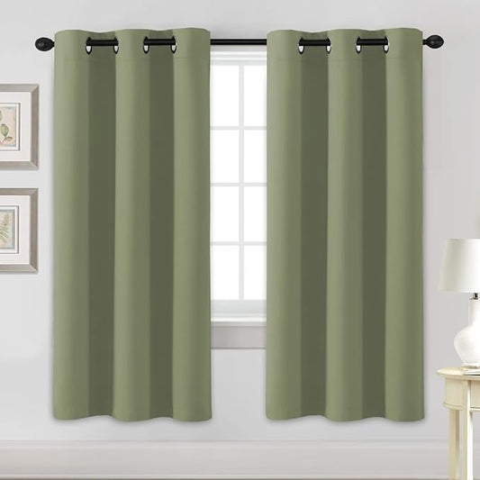 H.VERSAILTEX Blackout Curtains for Bedroom Thermal Insulated Room Darkening Living Room Curtains 72 Inch Long Grommet Privacy Protection Window Curtain Panels/Drapes for Nursery, 2 Panels, Sage
