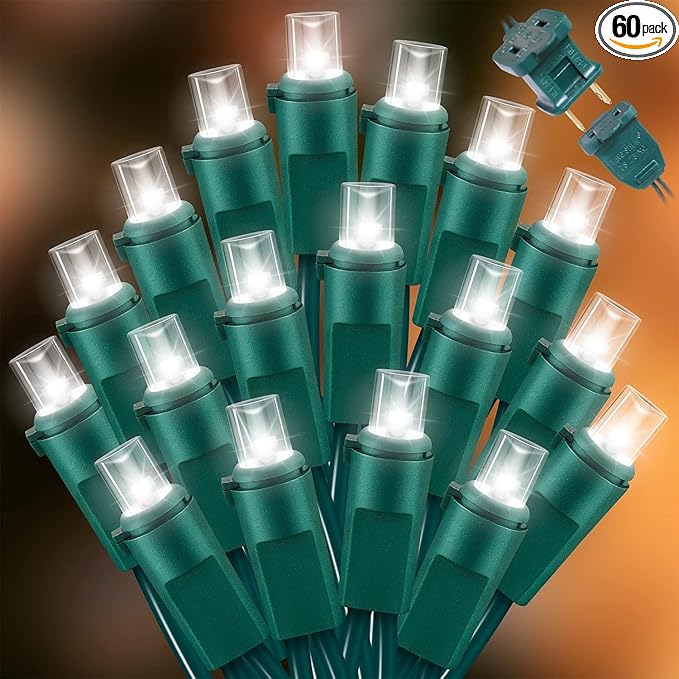 60 Count Cool White -String Lights - LED Christmas Lights, Mini led Lights for Indoor Outdoor Home Holiday Party Wedding Independence Day Decoration