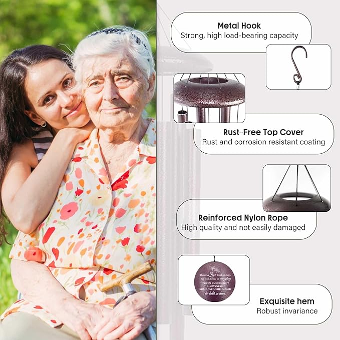 ASTARIN Personalized Wind Chimes Memorial, Sympathy Wind Chime Sorry for Your Loss Gifts, in Memory of Loved One Gift for Women Friend Loss of Husband Wife(Produced in USA)