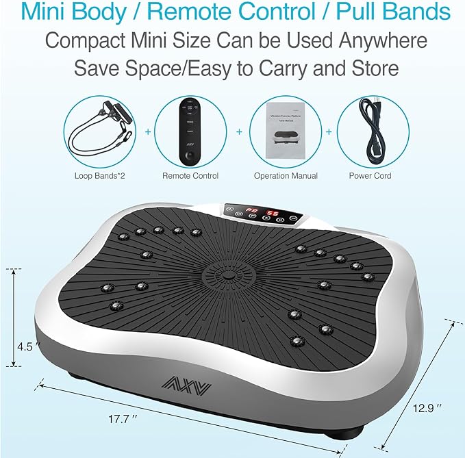 AXV Vibration Plate Exercise Machine Whole Body Workout Vibrate Fitness Platform Lymphatic Drainage Machine for Weight Loss Shaping Toning Wellness Home Gyms Workout