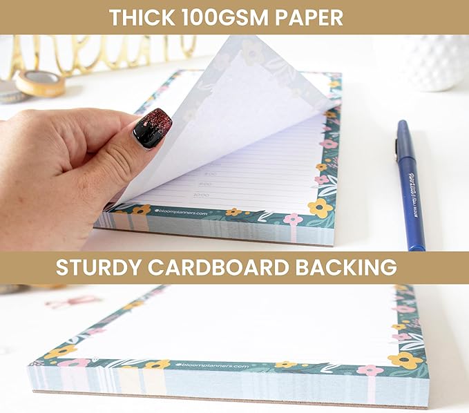 bloom daily planners Undated Daily Planner Notepad with Hourly Schedule for Appointments - Time Block To Do List Planning Pad - 80 Sheets - 6" x 9" - Garden Blooms
