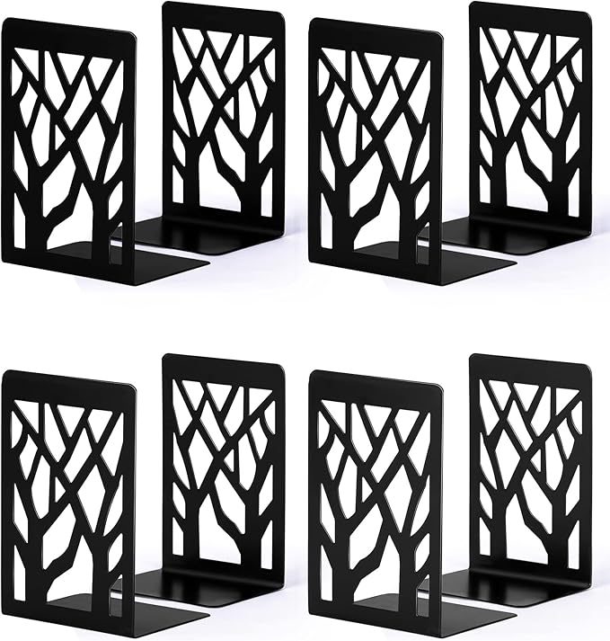 Decorative Metal Bookends Black Set of 4