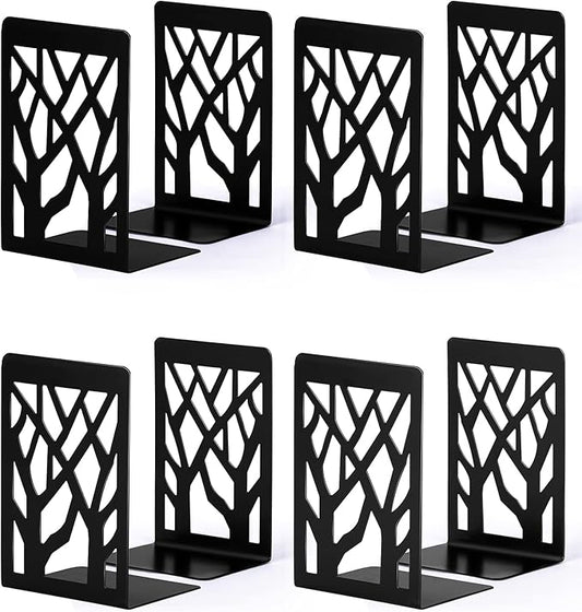Decorative Metal Bookends Black Set of 4