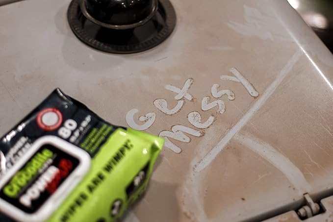 Crocodile Cloth Power Scrub - 6 pack. 480 (15" x 10") Heavy Duty Cleaning Wipes. Safe on Skin & Multiple Surfaces. Infused with Aloe & Vitamin E. Textured, Large, Pre-Moistened & Absorbent.