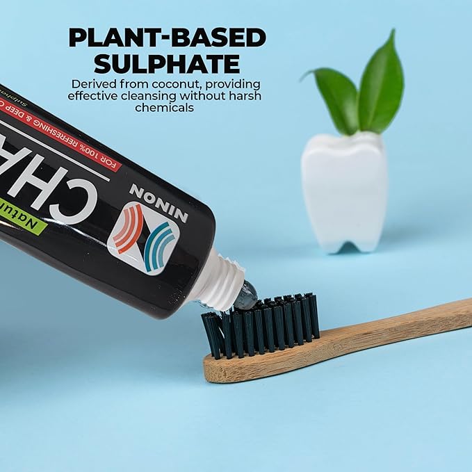 Activated Charcoal Whitening Toothpaste, Fluoride-Free, Enamel-Safe, Natural Mint Flavor, 6.5oz Tube for Stain Removal and Fresh Breath Pack of 1