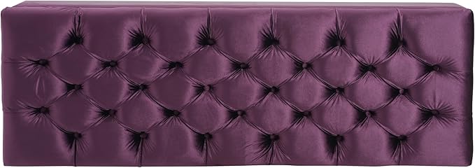 Christopher Knight Home Gloust Velvet Storage Ottoman, Upholstered Rectangular Storage Bench, Living Room Seating, Tufted BottonFoot Rest Stool for Home Office, Entryway and Bedroom, Purple
