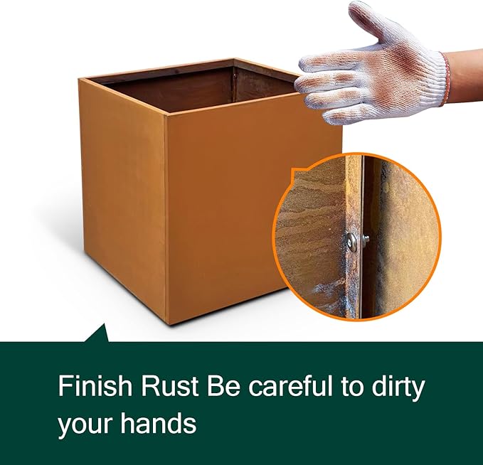 Corten Steel Planter Box Metal Square Planters Steel Large Planter Outdoor Tall Plant Durable Antique Detached for Commercial Residential Patio Deck and Backyard 26 Inch