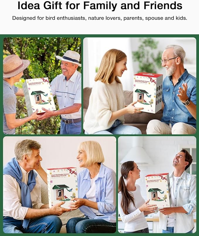 Bird Feeder with Camera-2K Live Video, Solar-Powered, Smart AI Identify Birds, 2L Food Capacity, Arrived Alerts, Bird Videos Storage, Mini Hummingbird Feeder for Watching Birds Outdoor