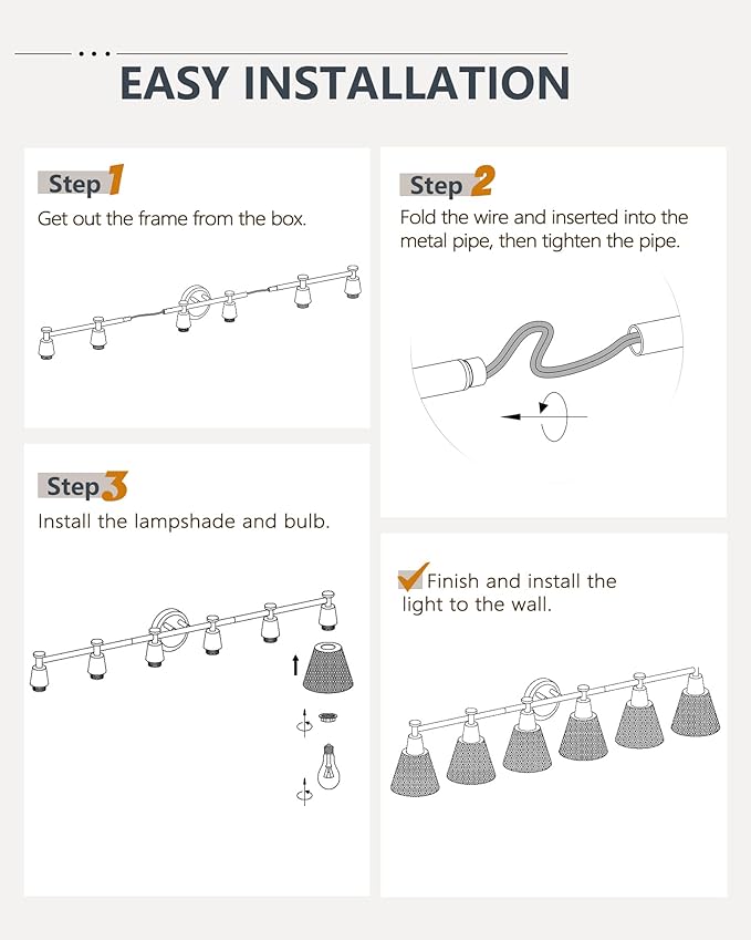 FEMILA Vintage Bathroom Light Fixtures, 45.3" Vanity Lighting Fixtures Over Mirror, 6 Light Vanity Light, Blue Finish, 4FG59B-6W Blue