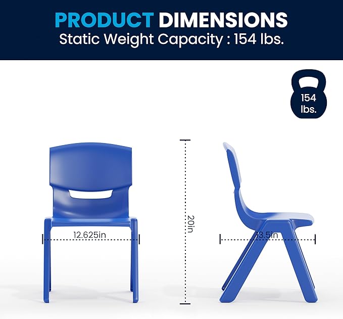 EMMA + OLIVER 23.625" W x 47.25" L Blue Plastic Activity Table Set-6 Chairs