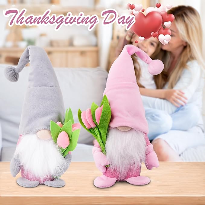 Gnome Plush Decorations Gift,15 inch Gnomes Decorations for Home,Fall Gnomes Plush Table Decoration Gnome Gifts for Women Swedish Tomte Nisse Doll Tabletop Scandinavian Elf Plushie,Pink