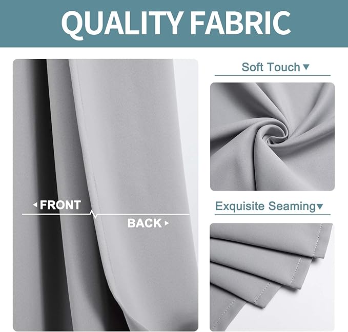 ChrisDowa Grommet Blackout Curtains for Bedroom and Living Room - 2 Panels Set Thermal Insulated Room Darkening Curtains (Light Grey, 38W x 54L)