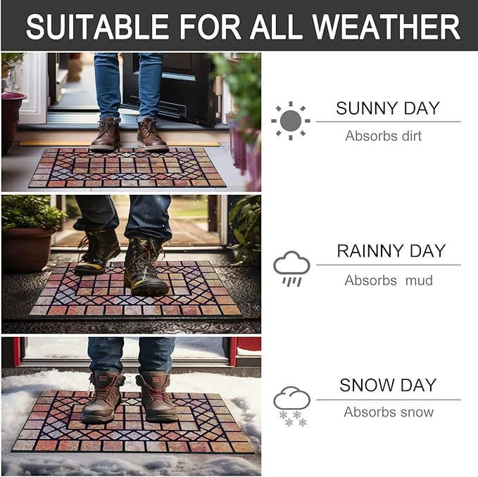 CHICHIC Welcome Door Mat 18 x 30 Inch Front Doormat Outdoors for Home Entrance Outdoors Mat for Outside Entry Way Doormat Entry Rugs, Heavy Duty Non Slip Rubber Back Low Profile, Colorful