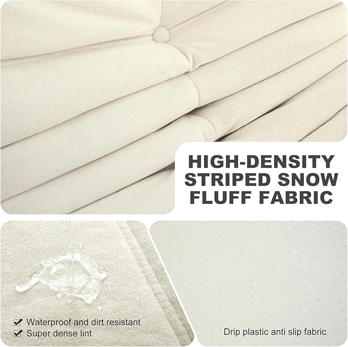 Full Foam Corner Chair – Comfortable Floor Couch for Adults, Waterproof Upholstery, Armless Fireside Lounge Chair for Living Room, Apartment, or Office (White)