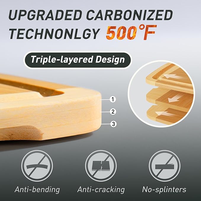 Bamboo Cutting Board Set Non Slip Feet with Holder Over Sink Men Birthday Christmas Valentines Father Day Gifts Ideal from Wife Romantic Anniversary Best Cool Gadget Awesome Who Have Everything