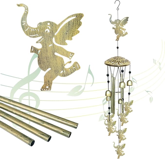 Elephants Wind Chimes for Outside,42" Metal Wind Chinme Indoor/Ourdoor Garden Yard Decoration Patio Home Porch Decor,Unique Windchimes Memorial/House Warming/Birthday Gifts,Elephant Gifts for Women