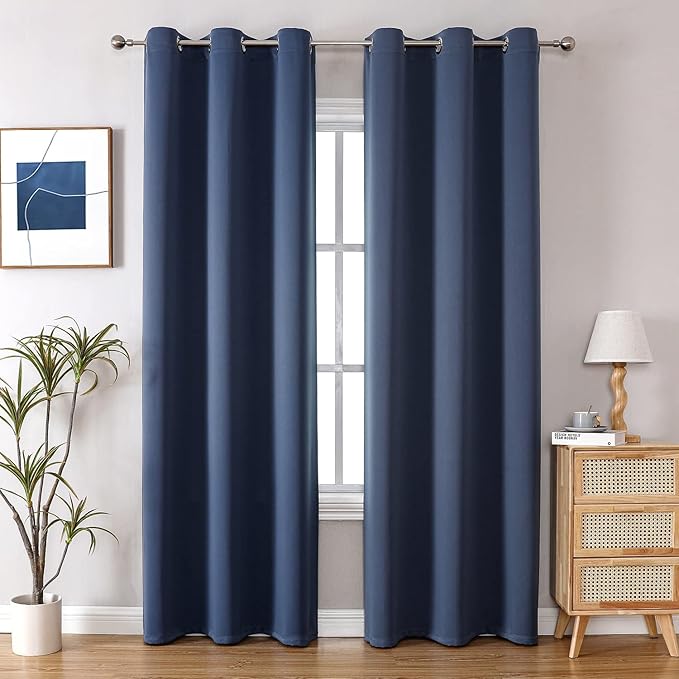 ChrisDowa Blackout Curtains 72 inches Long for Bedroom - 2 Panels Set Grommet Thermal Insulated Room Darkening Curtains for Living Room (Stone Blue, 42 x 72 Inch)