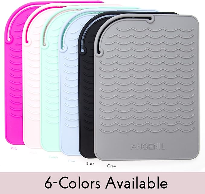 ANGENIL Flat Iron Silicone Mat and Travel Case for Hair Tools - Heat Resistant Mat, Straightener Pad, and Curling Iron Sleeve (9" x 6.5")
