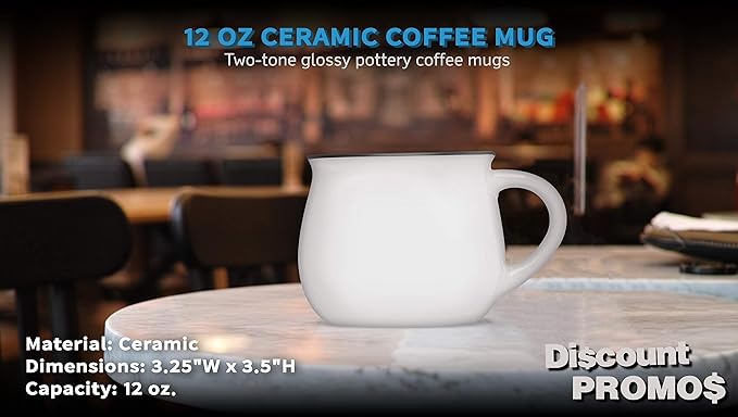 DISCOUNT PROMOS Glazed Campfire Coffee Mugs 12 oz. Set of 10, Bulk Pack - Perfect for Coffee, Tea, Espresso, Hot Cocoa, Other Beverages - White
