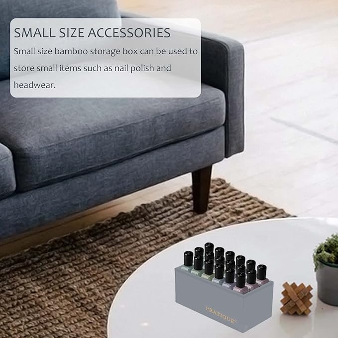 Bamboo Drawer Organizer - Kitchen Utensil Organizer Silverware Tray Cutlery Holder，Office Desk Supplies and Accessories,8.9 * 5.9 * 2.6,Grey