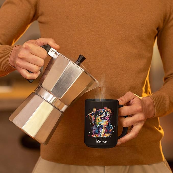 Customizable Dog Themed Ceramic Mug, 11oz & 15oz, Personalized with Name and Colorful Pet Design, Ideal for Dog Lovers