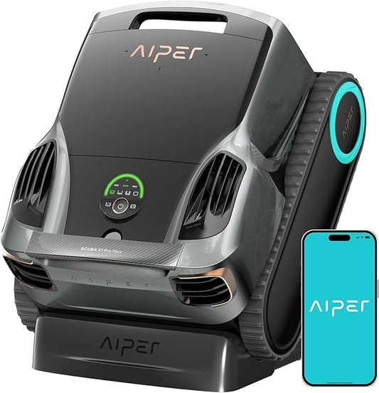 Aiper Scuba X1 Pro Max Pool Cleaning Robot, Pool Mapping, Adaptive Path, 8500 GPH Power, Double Filtration, Smart Surface Parking, Pool Vacuum for All Inground Pools