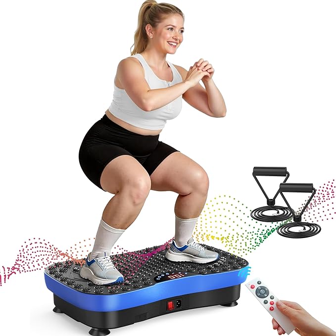 AXV Vibration Plate Exercise Machine Whole Body Workout Portable Mini Vibrate Fitness Platform Lymphatic Drainage Machine for Weight Loss Shaping Toning Wellness Home Gyms Workout (Mini)