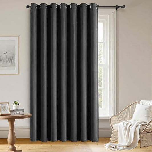 Blackout Curtains Custom Size for Bedroom 1 Panel, Thermal Insulated Blackout Curtains, Solid Grommet Privacy Room Darkening Drapes for Living Room Window (Customsize, Dark Grey)