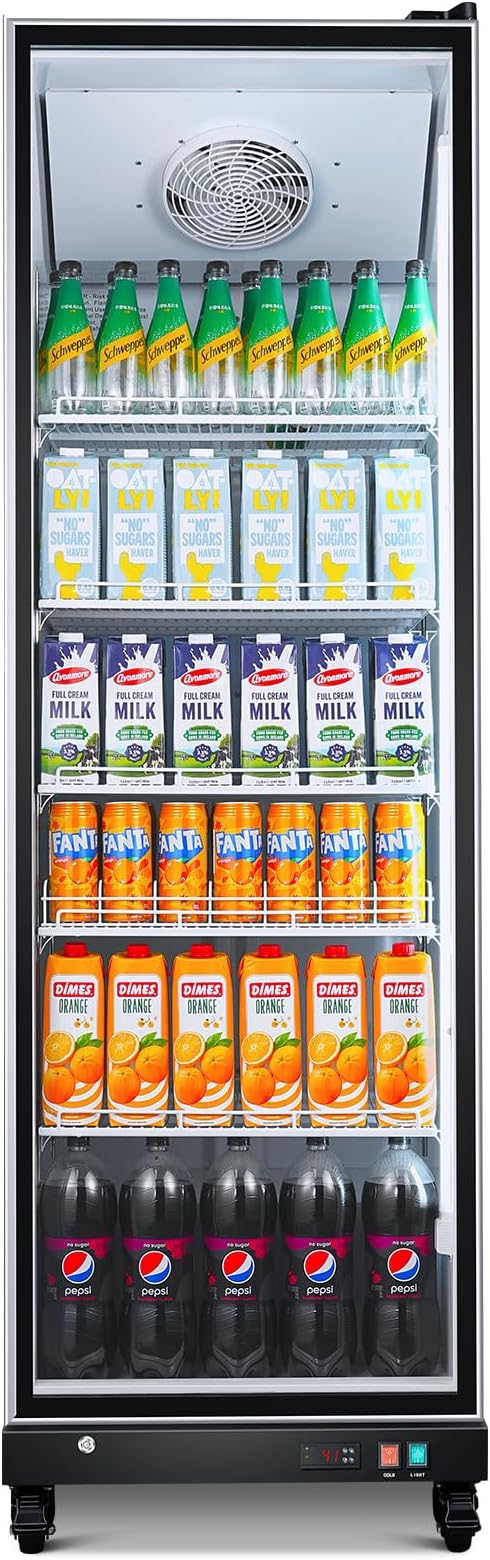 BODEGACOOLER Commercial Beverage Refrigerator Glass Door,18.1 Cu.Ft Commercial Display Merchandiser Fridge,Upright Display Bar Cooler with Soft LED Light,Adjustable Shelves,Aluminum Door,Black