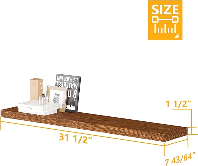 BAMEOS Floating Shelves, American Oak Wall Mounted Wooden Shelves with Invisible Brackets Set of 3, Hanging Wall Shelves Decoration for Bedroom, Bathroom, Living Room and Kitchen