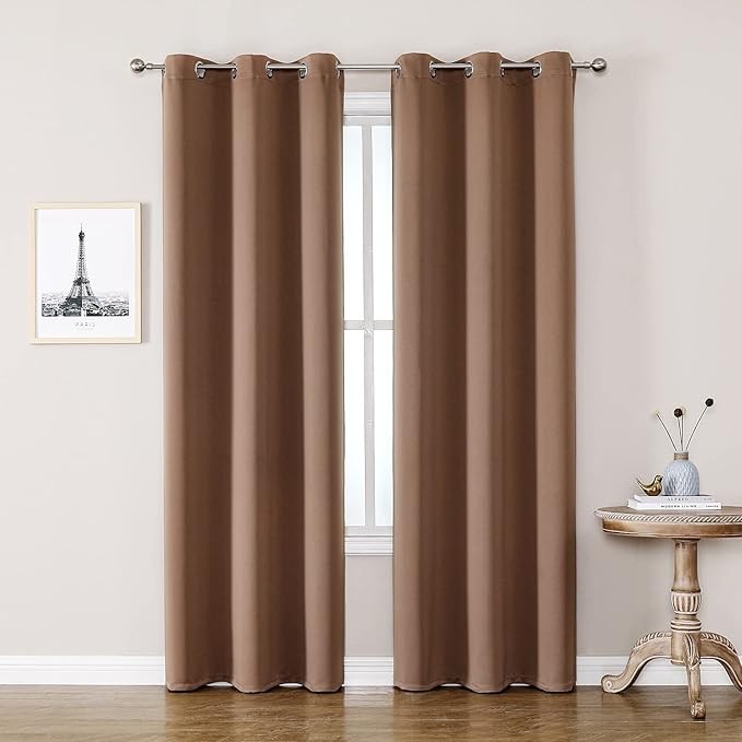 ChrisDowa Blackout Curtains 78 inches Long for Bedroom - 2 Panels Set Grommet Thermal Insulated Room Darkening Curtains for Living Room (Cappuccino, 42 x 78 Inch)