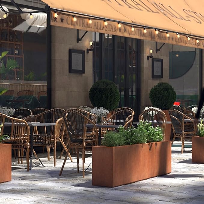 Corten Steel Corner Metal Planter Box Garden Steel Planter Pot for Patio Modern Farmhouse Rustic Design (L36 x W12 x D16, Rusted)