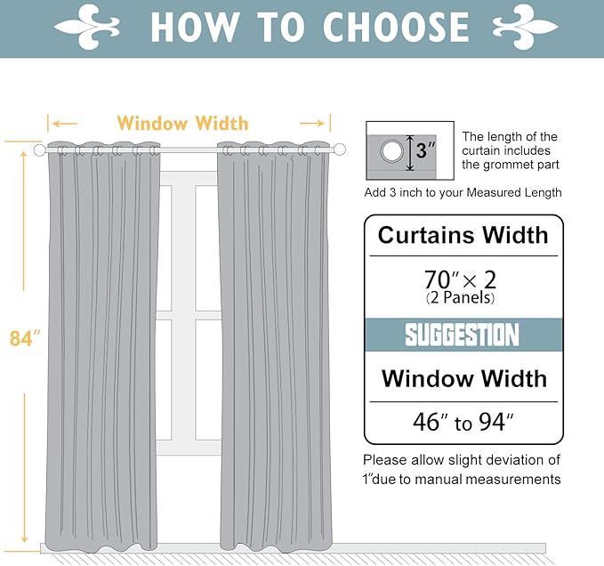ChrisDowa Blackout Curtains 70 inches Wide for Bedroom - 2 Panels Set Extra Wide Grommet Thermal Insulated Room Darkening Curtains for Living Room (Stone Blue, 70 x 84 Inch)