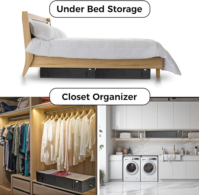 Closet Organizers and Storage - Maximize Space with Under Bed Storage Containers & Clothes Storage - Ideal Closet Organizer, Toy Storage Organizer & Underbed Storage (Black, 2 Pack)