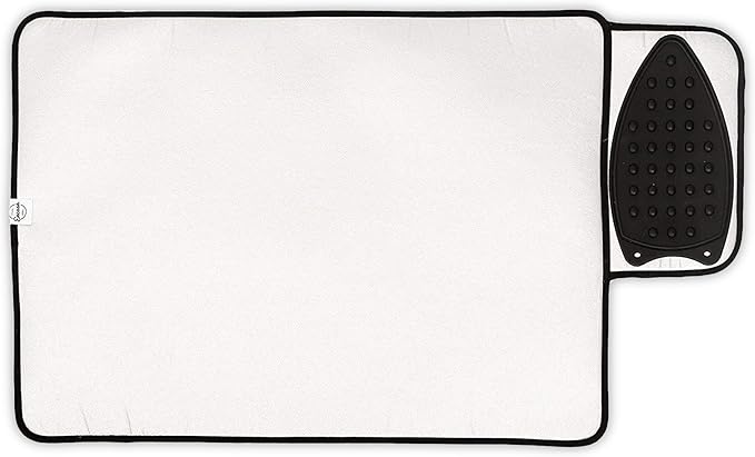 Encasa Homes Ironing Mat/Pad - Metallic Silver (Small 28"x20") with 5mm Foam Padding & Silicone Iron Rest for Steam Pressing on Tabletop or Bed - Heat Reflective, Portable, Quilting