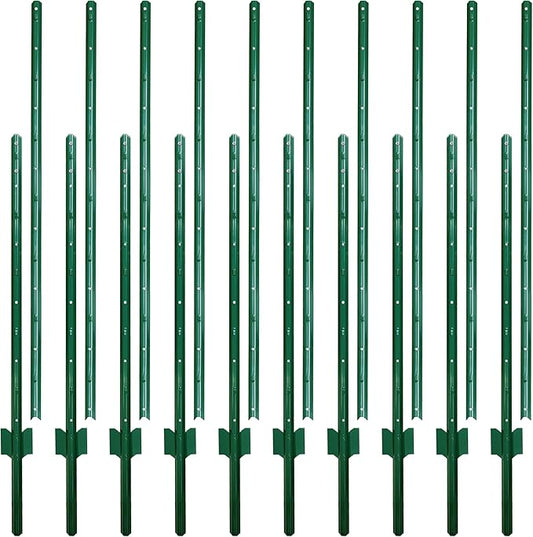 ARIFARO Sturdy Duty Metal Fence Posts 7 Feet assemblable,Pack of 10, No Digging Garden U Post for Wire Fencing Steel Poles for Yard, Outdoor