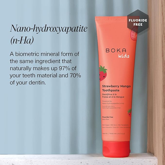 Boka Fluoride Free Toothpaste Nano Hydroxyapatite Toothpaste - Strawberry Mango Flavor, 4 oz 1Pk US Manufactured
