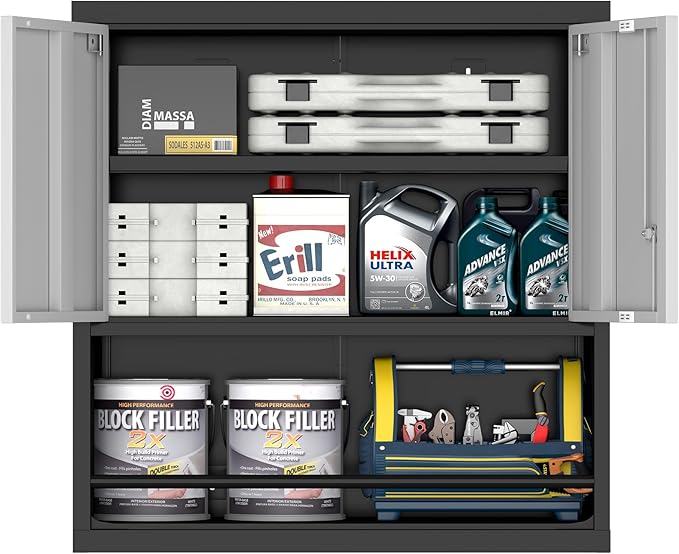 Garage Cabinets,Metal Storage Cabinet with Locking Door,Lockable Wall Mount Cabinet for Storage,Hanging Cabinets for Garage,Kitchen,Office