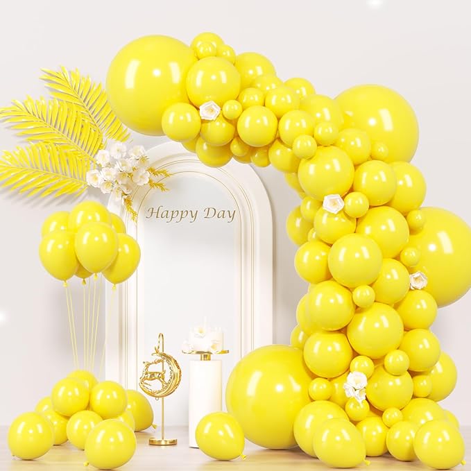 130pcs Yellow Balloons Different Sizes 18" 12" 10" 5" Party Latex Balloons for Boys Girls Birthday Baby Shower Gender Reveal Wedding Sunflower Party Decorations