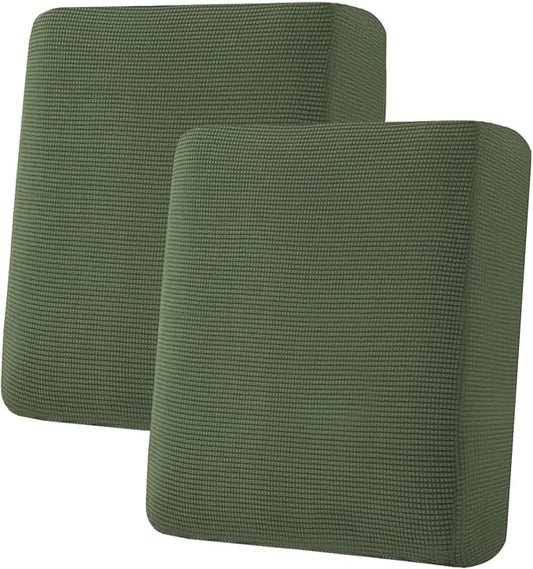 H.VERSAILTEX Super Stretch Individual Seat Cushion Covers Sofa Covers Couch Cushion Covers Slipcover Sets Thick Jacquard Textured Twill Fabric (2 Piece Medium Sofa Cushion Covers, Bronze Green)