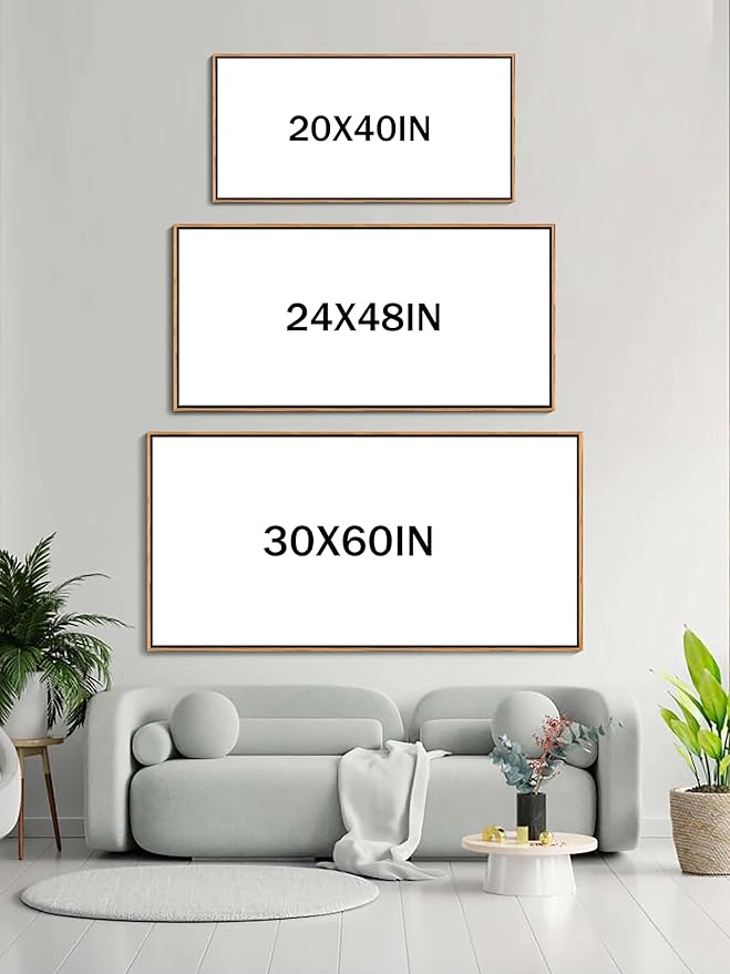 DUNHUANG ART Vibrant Orange Sunset Wall Art - Colorful Ocean Abstract Beach Decor for Living Room & Bathroom - Large Framed Coastal Seascape Picture - Ocean Sunrise Poster for Home Decoration 20"x40"