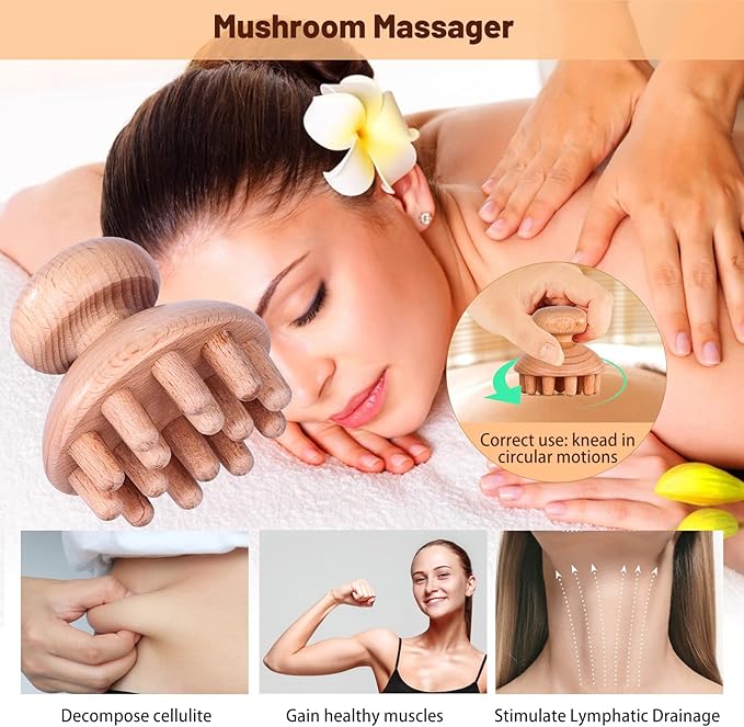 6 Pcs Wood Therapy Massage Tools, Meifuly Professional Complete Maderotherapia Wooden Massager Kit for Body Shaping, Lymphatic Drainage, Muscle Pain Relief, Anti-Cellulite (with Storage Bag)