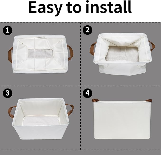 GRANNY SAYS Storage Baskets for Shelves, Closet Organizer Bins, Clothes Storage Bins with Metal Frame, Extra Large Baskets for Organizing and Storage, Collapsible, Ivory, 2-Pack