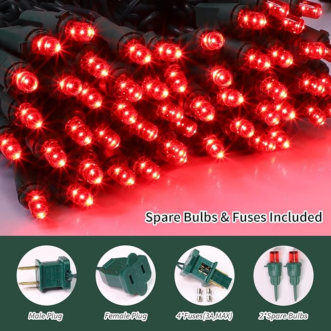 100 Count Red -String Lights - 21.6FT LED Christmas Lights, Mini led Lights for Indoor Outdoor Home Holiday Party Wedding Independence Day Decoration