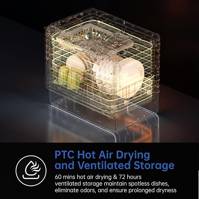 AIRMSEN Countertop Dishwasher Complete 2-Level Rack, Portable Dishwashers with 5L Built-in Water Tank, 3-Spray Arms & 12H Delay Start, No Hookup Needed, A01, White