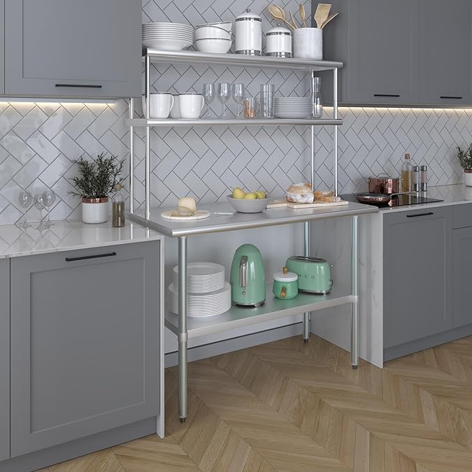 AmGood Double OverShelf Stainless Steel NSF - Many (48" Long x 12" Deep)