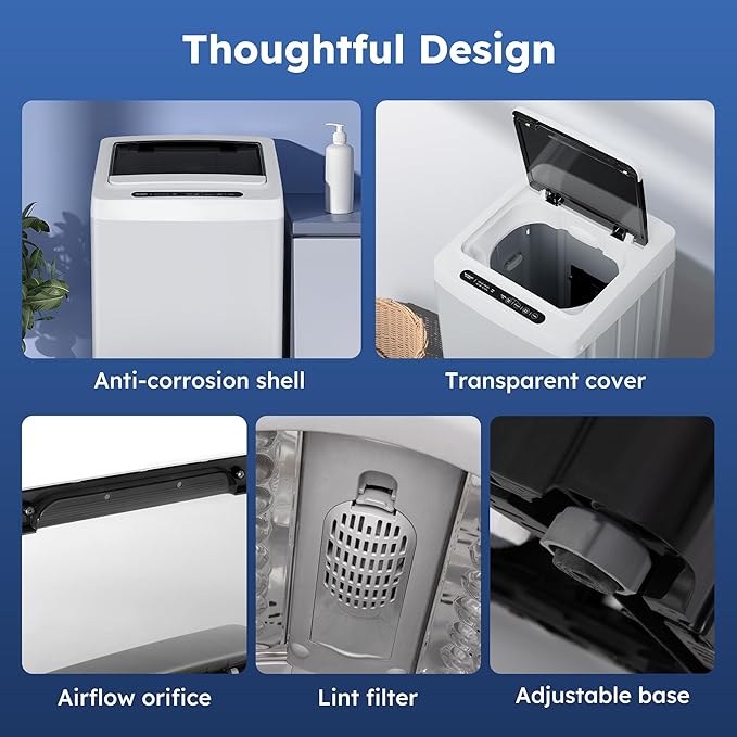 Compact Top-Load Washing Machine, Full-Automatic 1.5 Cu.ft Washer with 10 Water Levels & 8 Wash Programs for Apartment, Home, Dorm and RVs